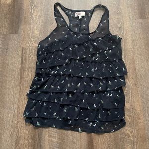 SO Sheer Ruffle Bird Top